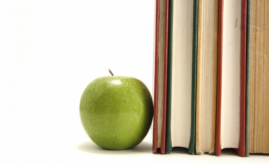 Books and apple