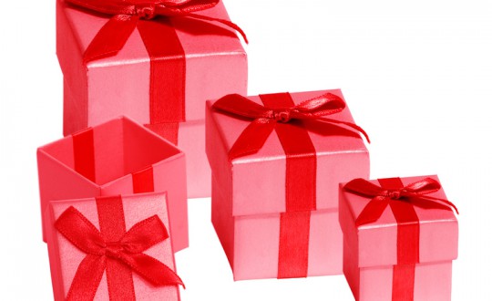 Four Red Gift Boxes